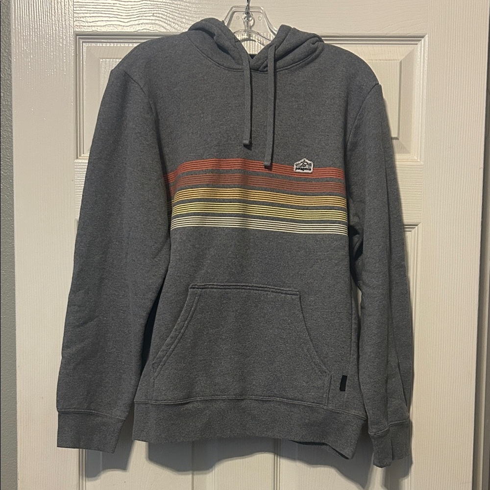Patagonia Gray Hoodie with Multicolor Stripes